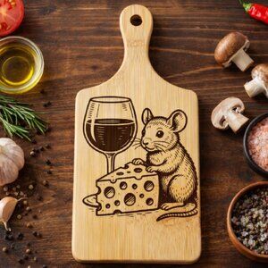 Custom Laser Engraved Bamboo Cutting Board - 11 X 5 Inch - Mouse Images